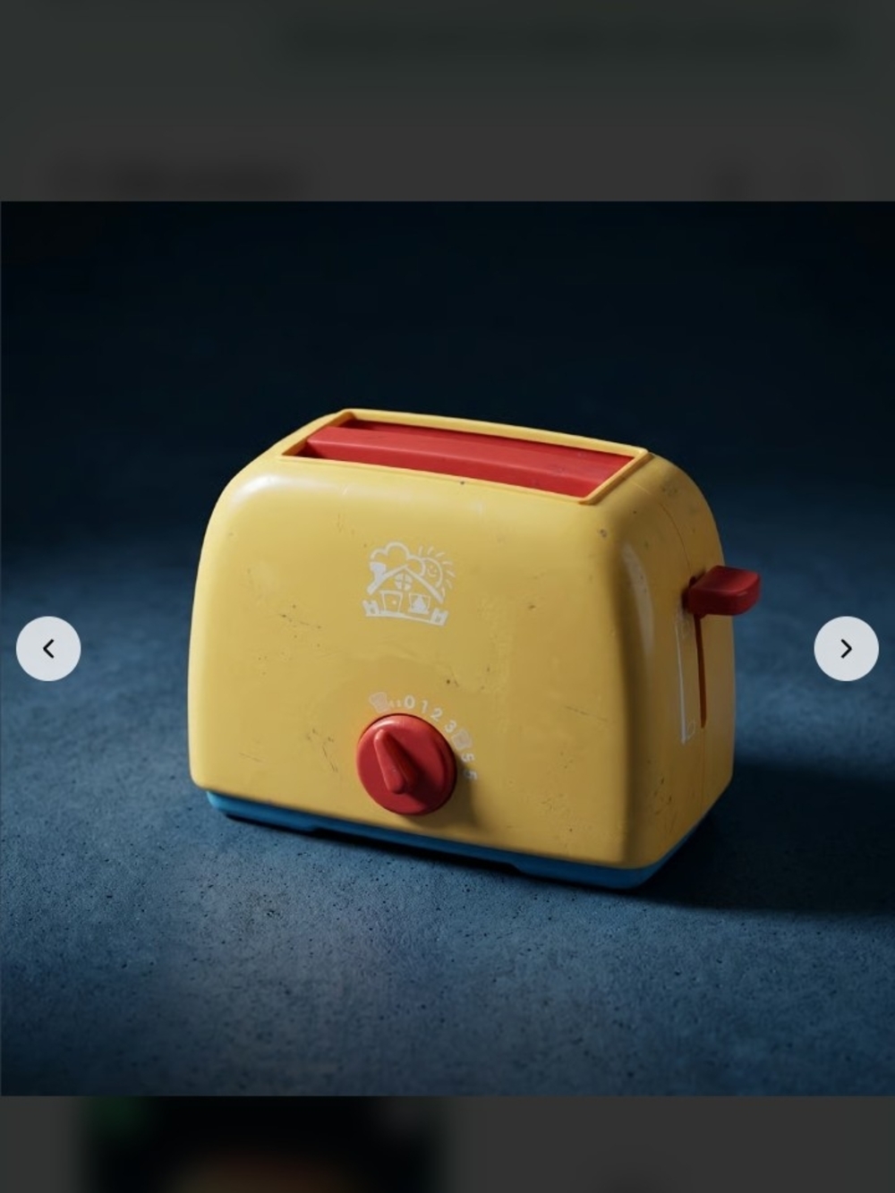 Yellow and Red Kids Toy Toaster With Working Pop Up Timer